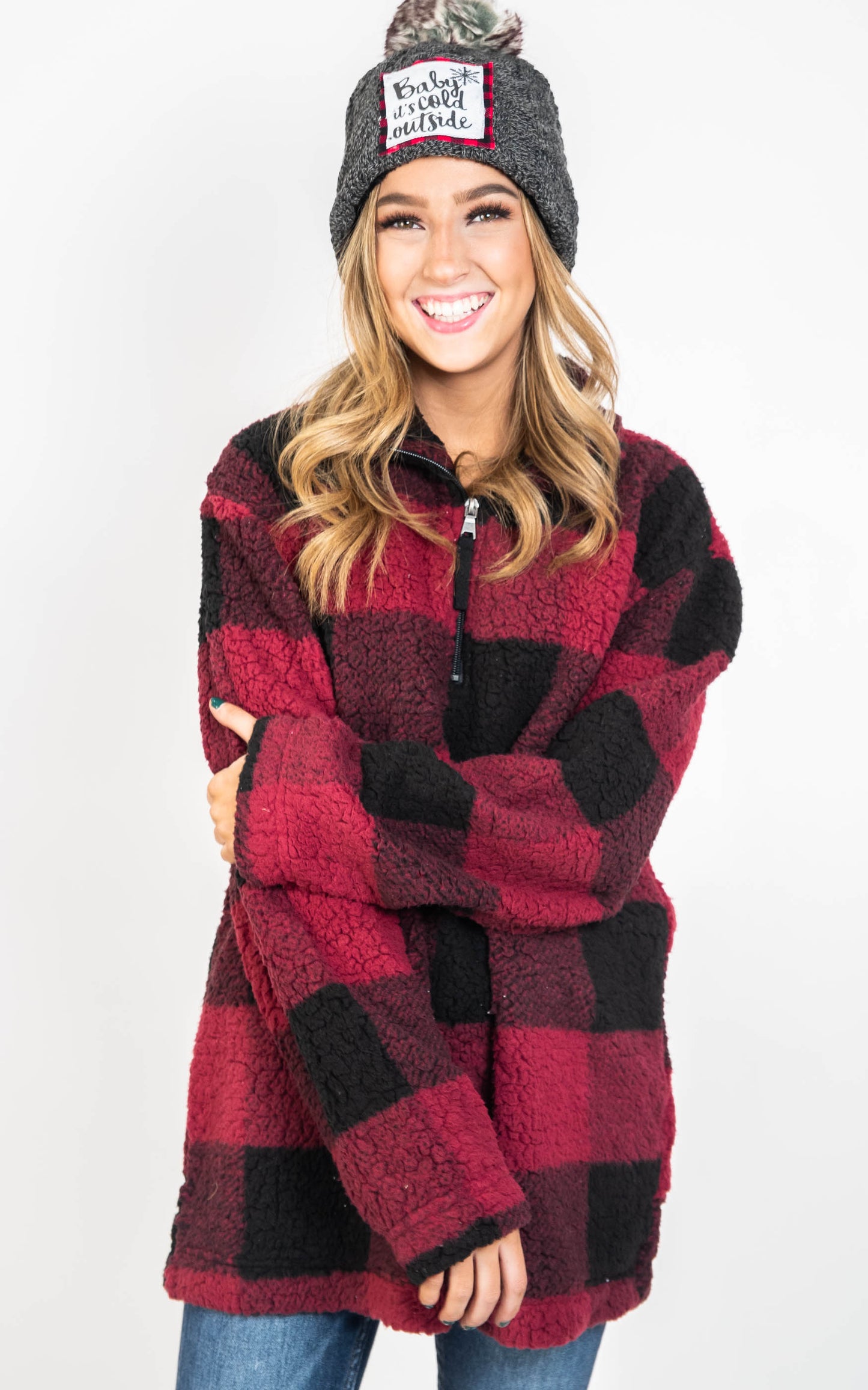 Unisex Sherpa Fleece Quarter-Zip Pullover - Preorder, CLOTHING, SS, BAD HABIT BOUTIQUE