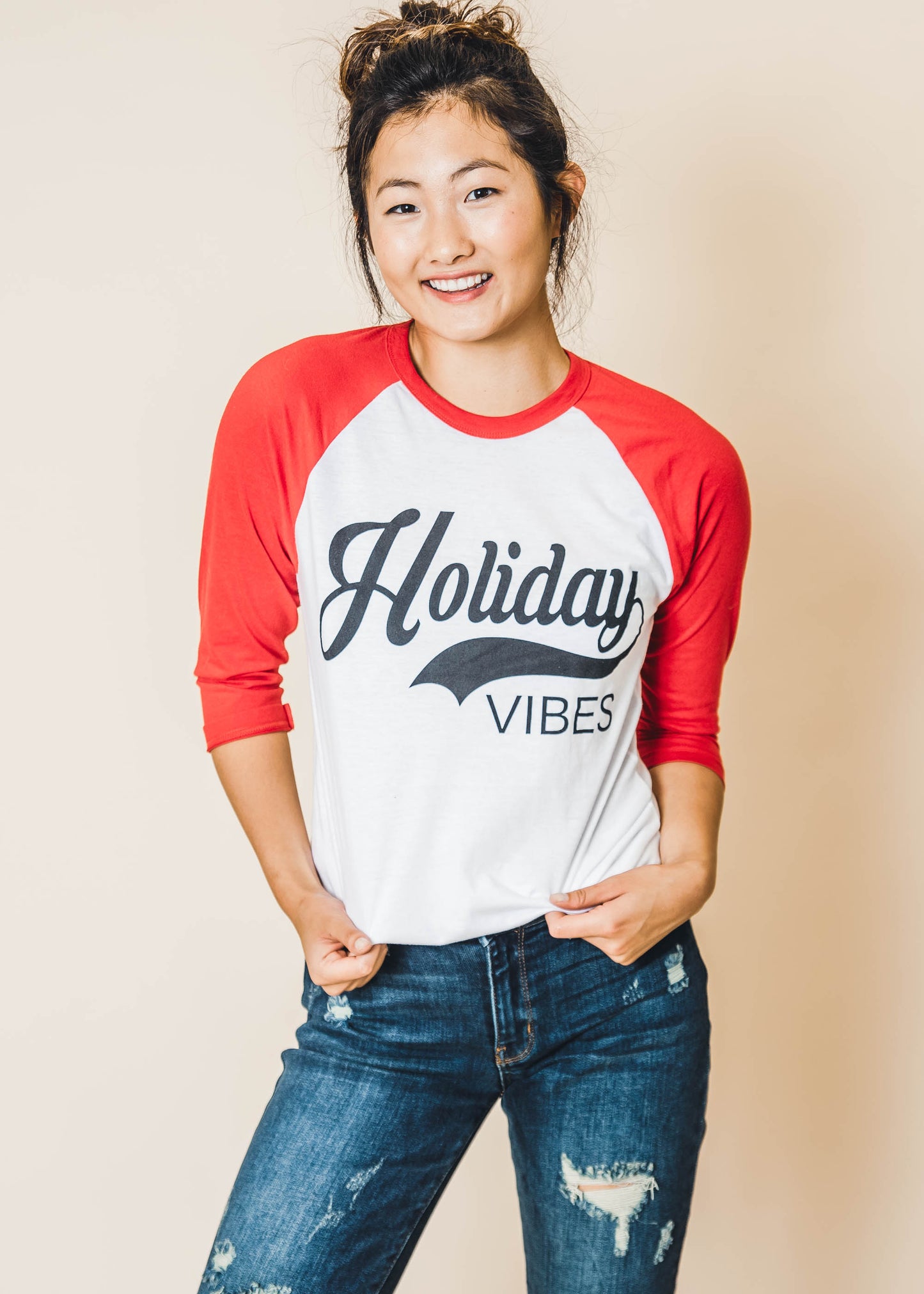 Holiday Vibes Baseball Tee - BAD HABIT BOUTIQUE