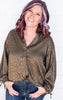 olive silk button down blouse