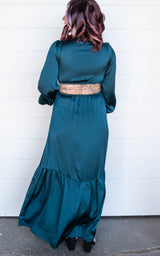 Satin Cut-Out Maxi Dress featuring plunge neckline - Final Sale