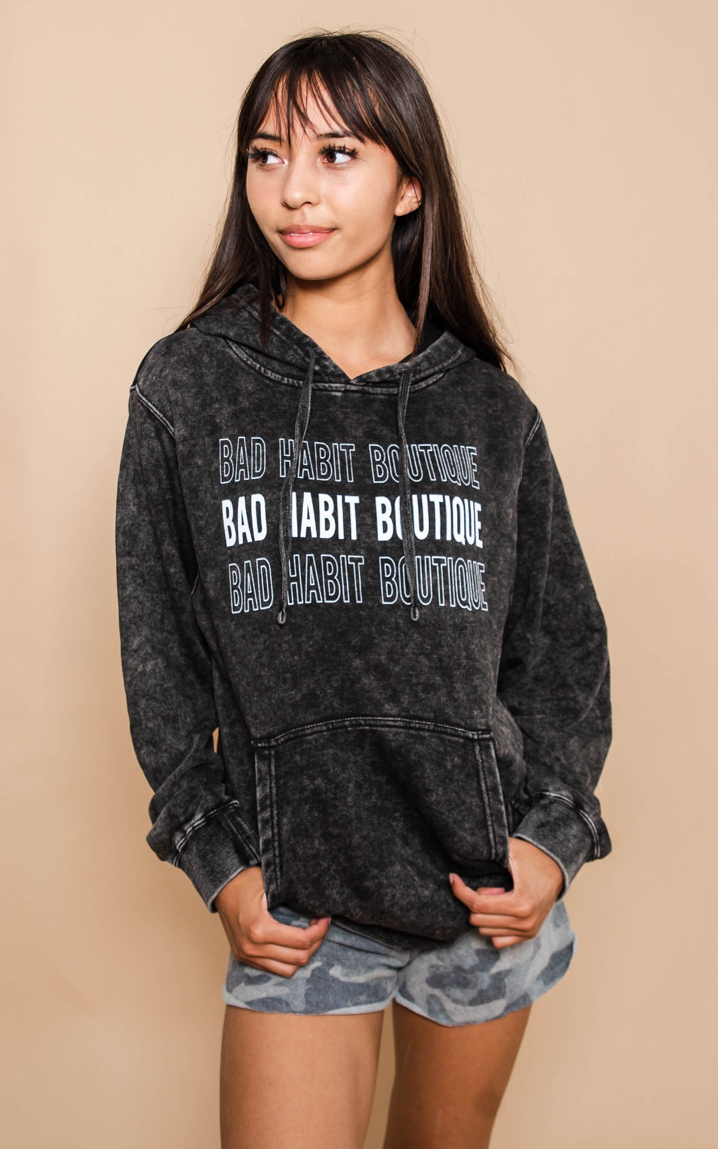 charcoal bad habit boutique hoodie