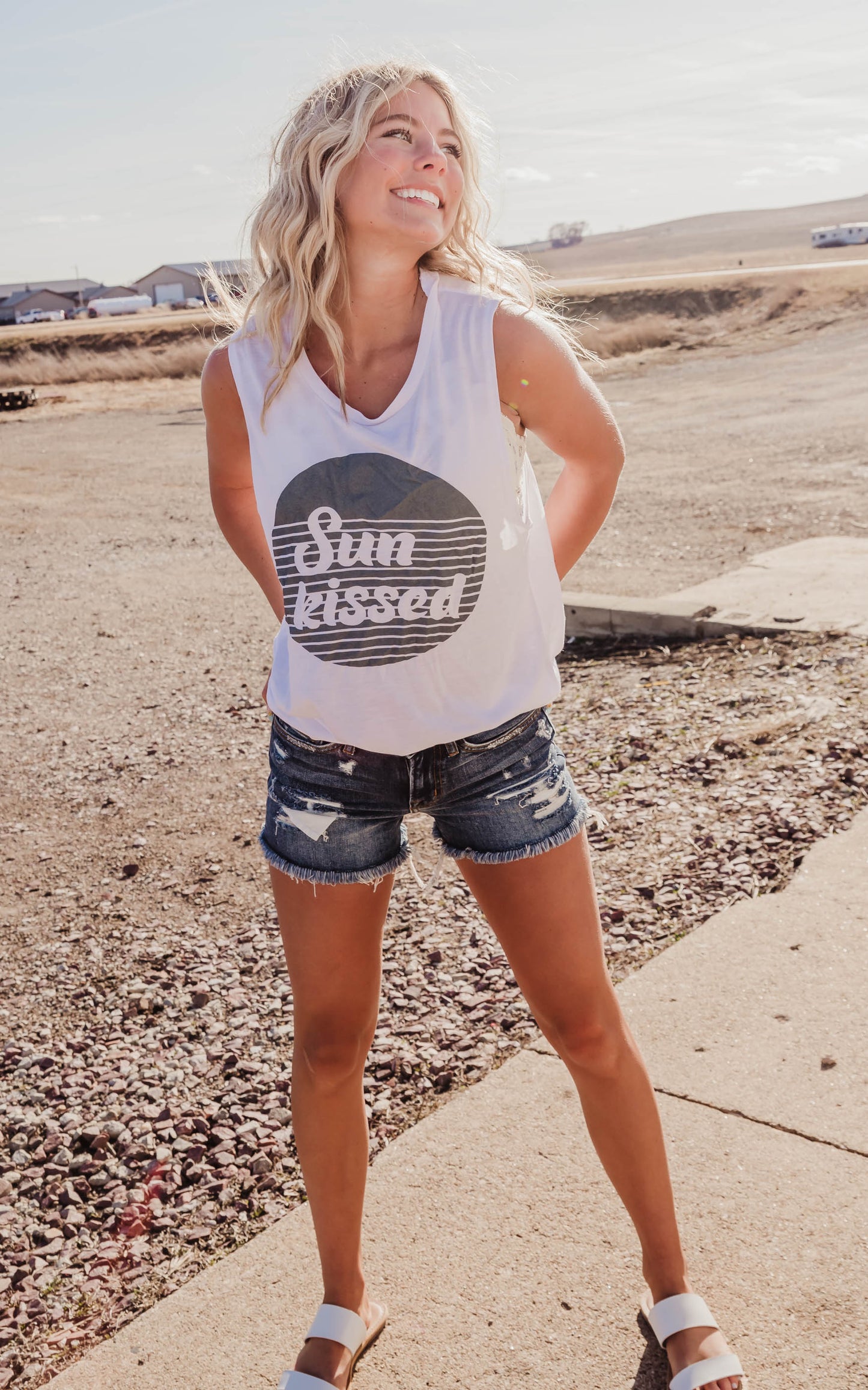 white muscle graphic tank