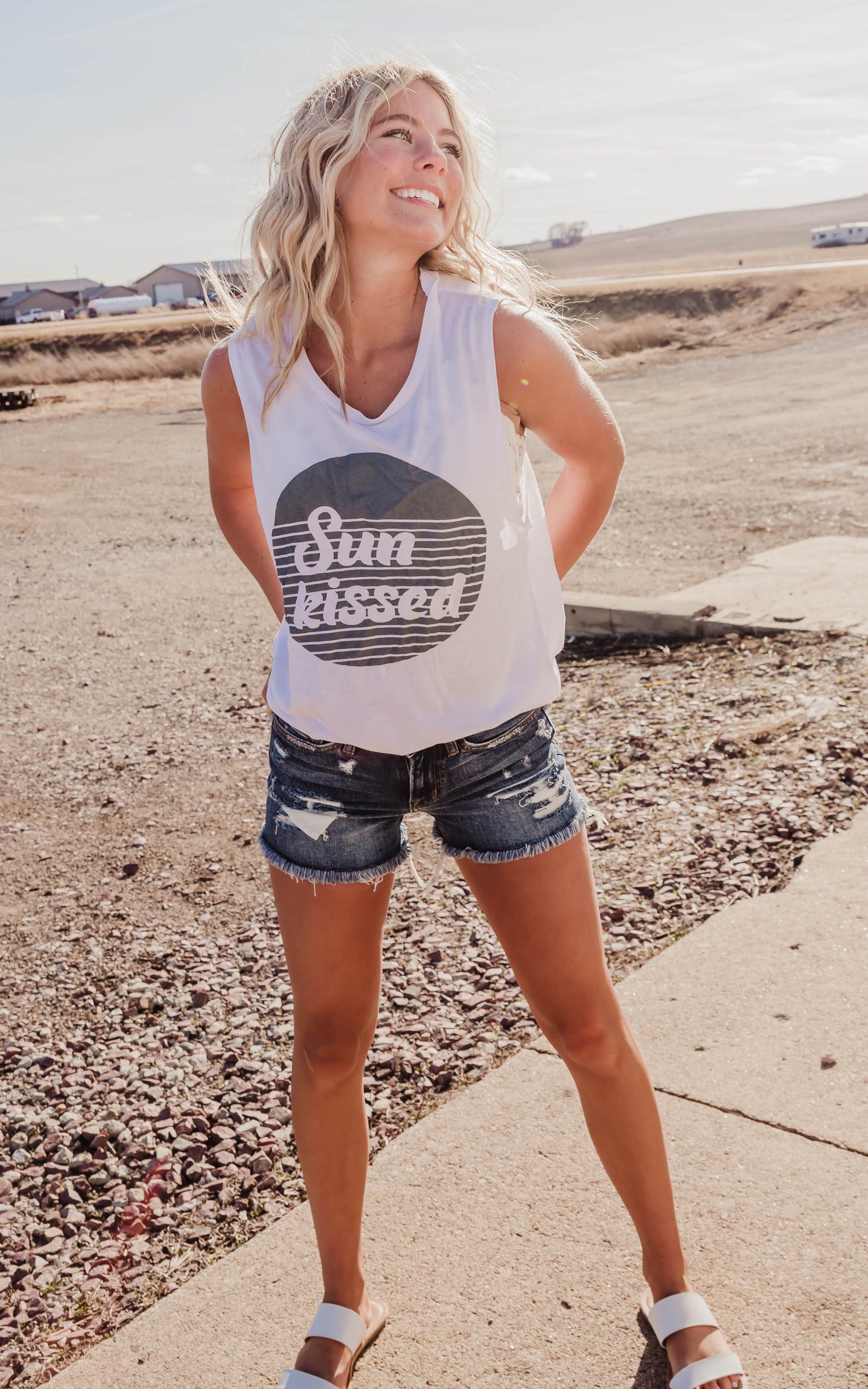 white muscle graphic tank