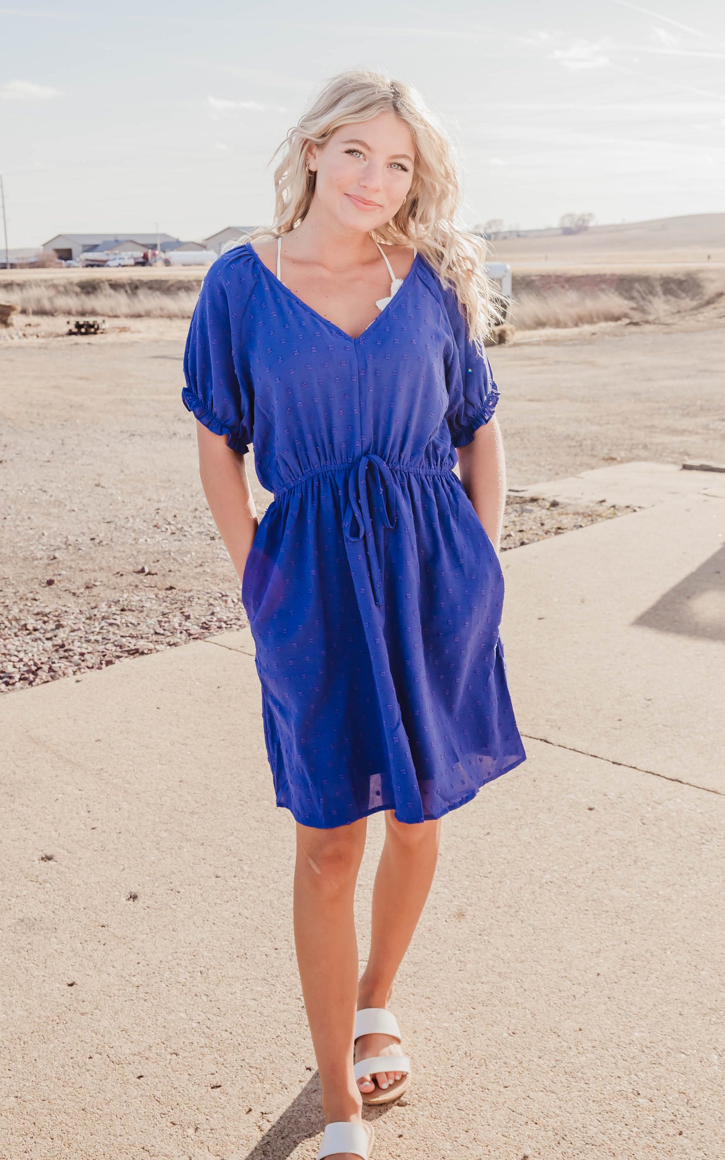 royal blue short sleeve dress