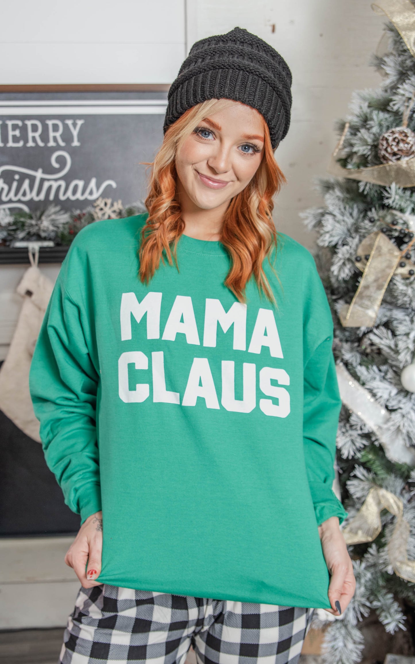 mama claus green sweatshirt