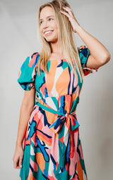 color print midi dress 