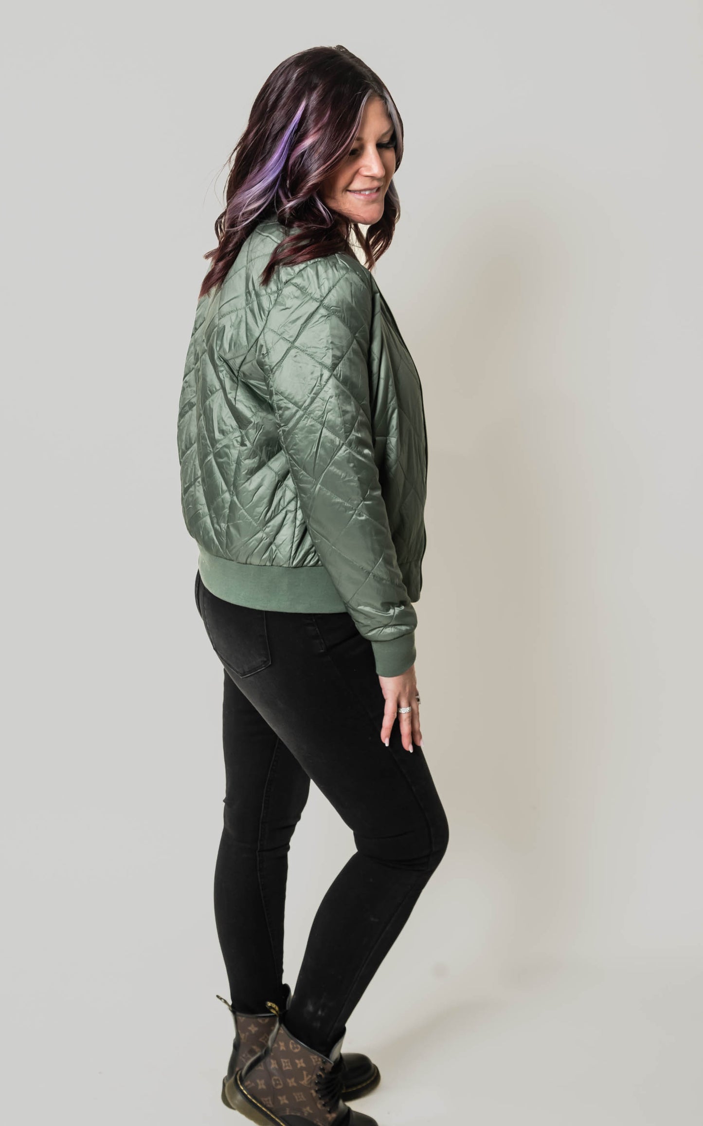 water resistant quilted bomber jacket