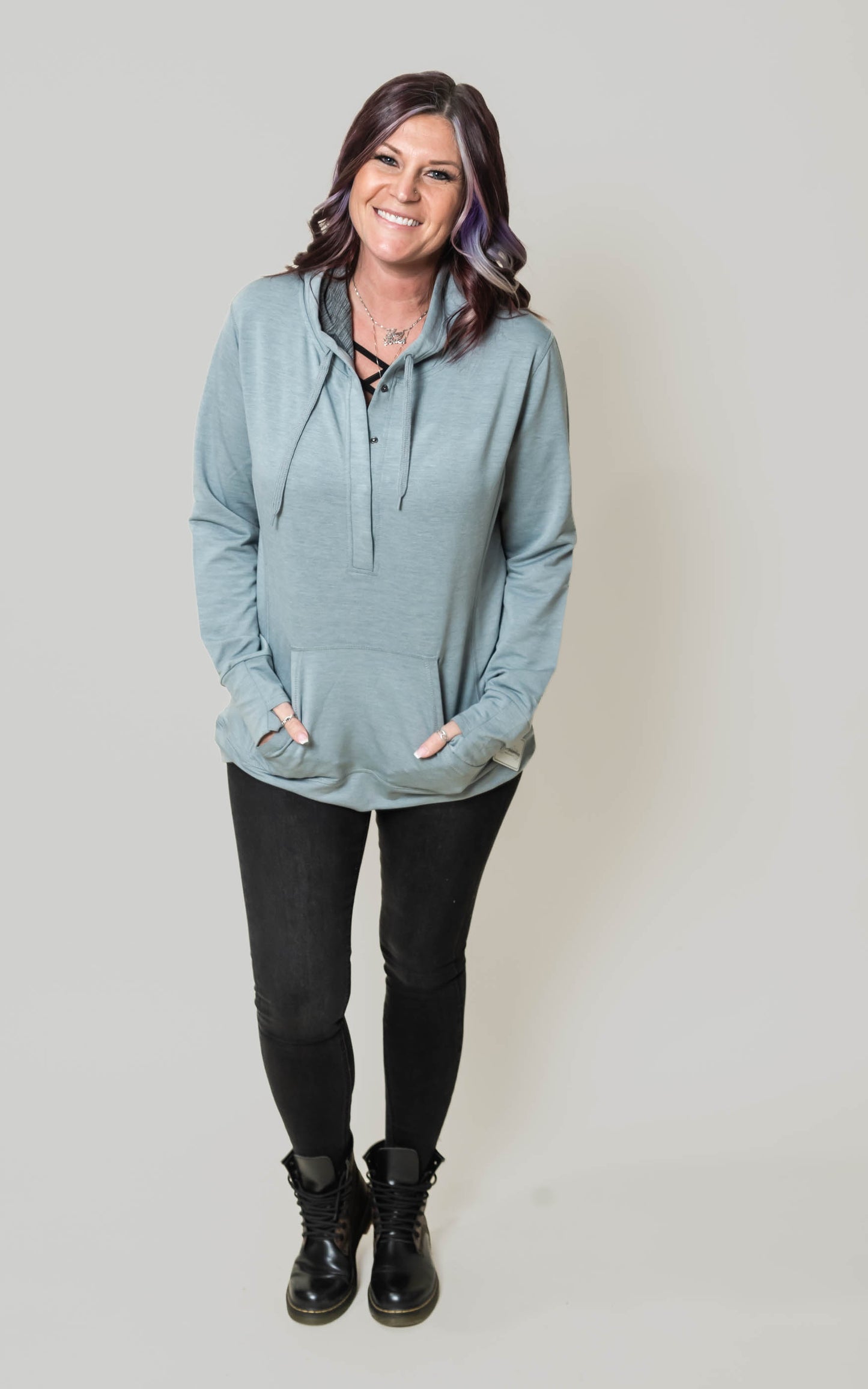 Women’s Omega Stretch Snap-Placket Hooded Pullover