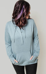 Silver Women’s Omega Stretch Snap-Placket Hooded Pullover