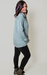 Silver Stretch Snap-Placket Hooded pullover 