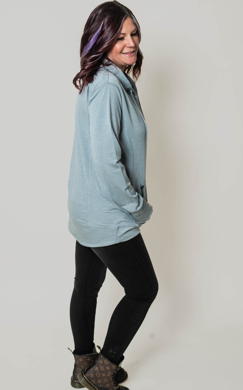 Silver Stretch Snap-Placket Hooded pullover 