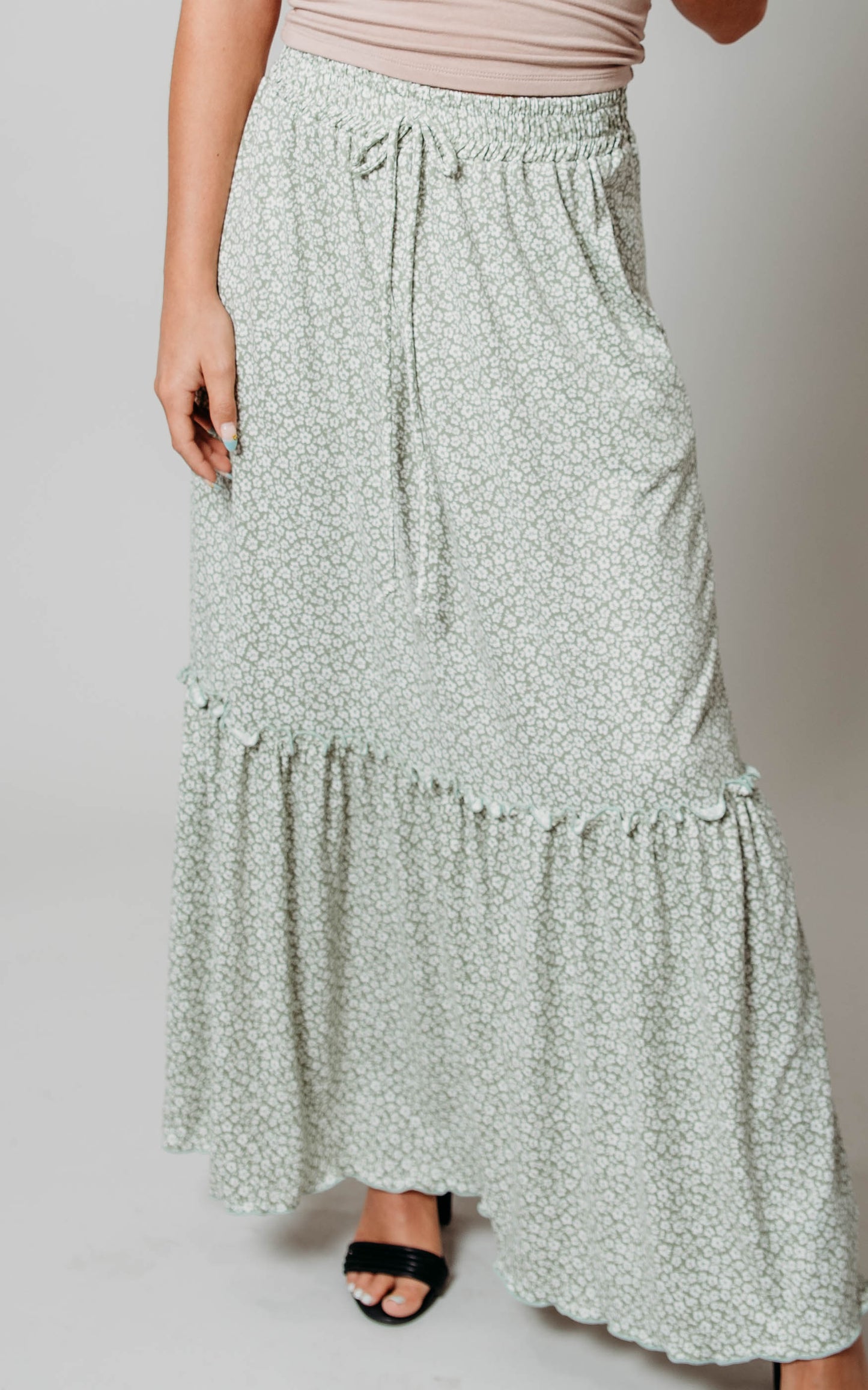 country floral maxi skirt