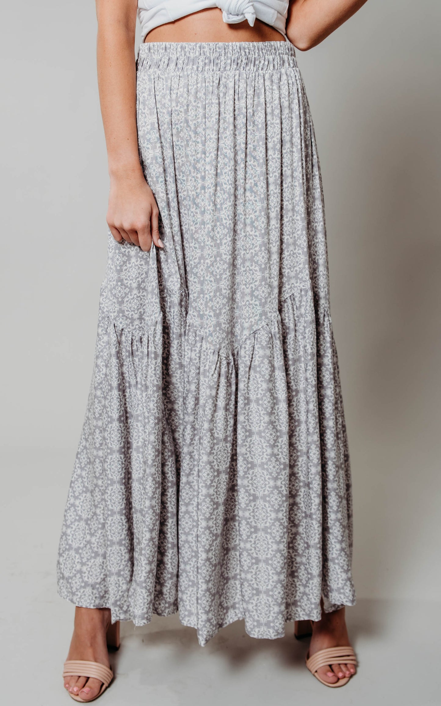 grey maxi skirt