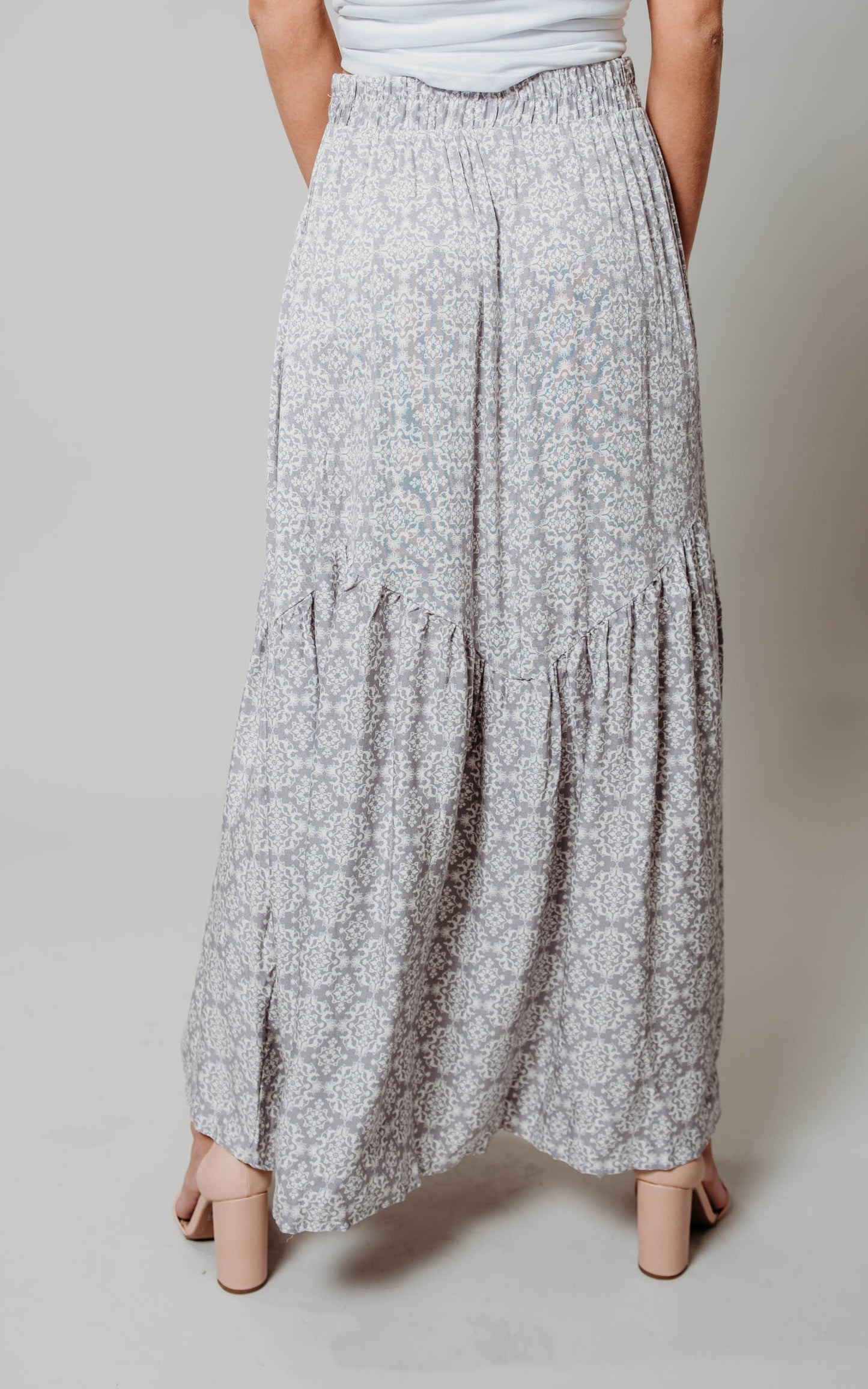 grey floral maxi skirt