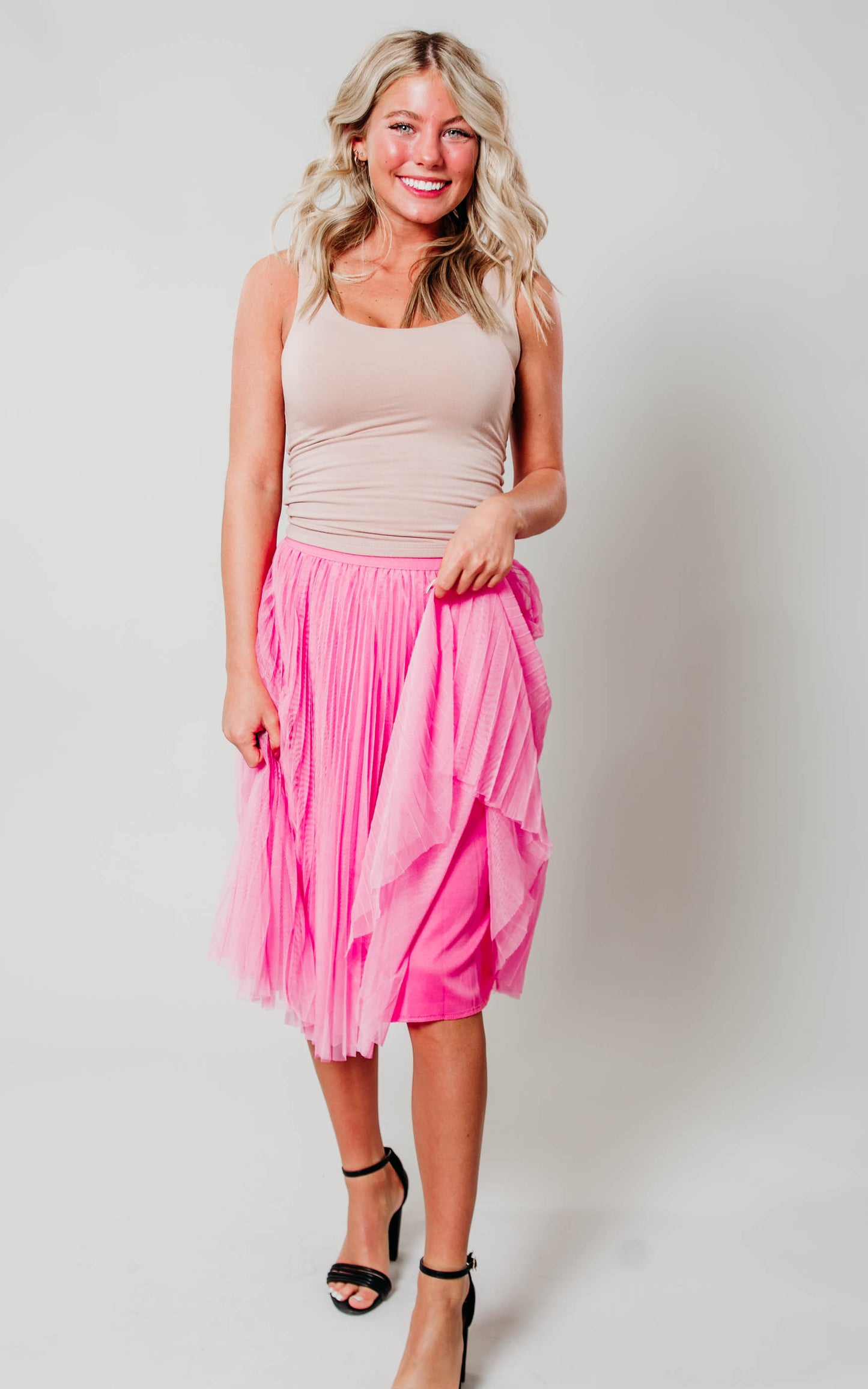 pleated tulle skirt