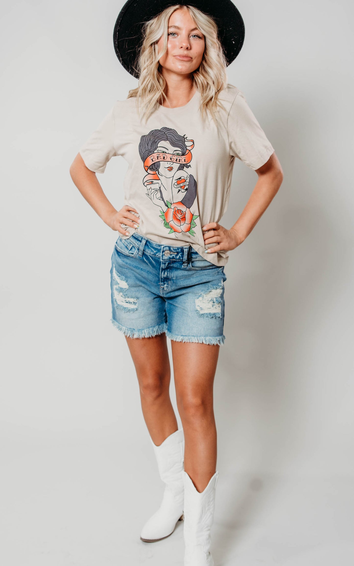 Bad Girl Unisex Tee by the Judd Hoos on American's Song Contest NBC | Tan*