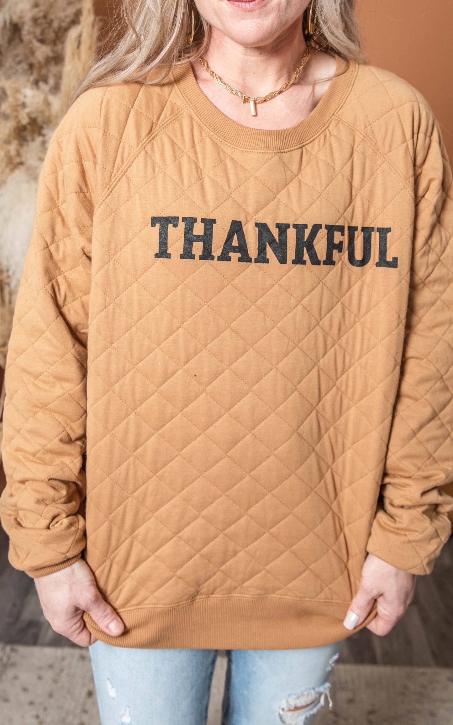 quilted sweatshirt