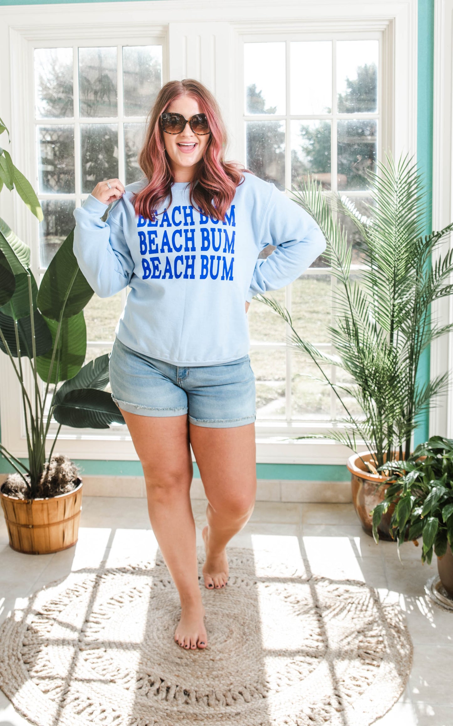 Beach Bum Sweatshirt - Sky Blue - BAD HABIT BOUTIQUE