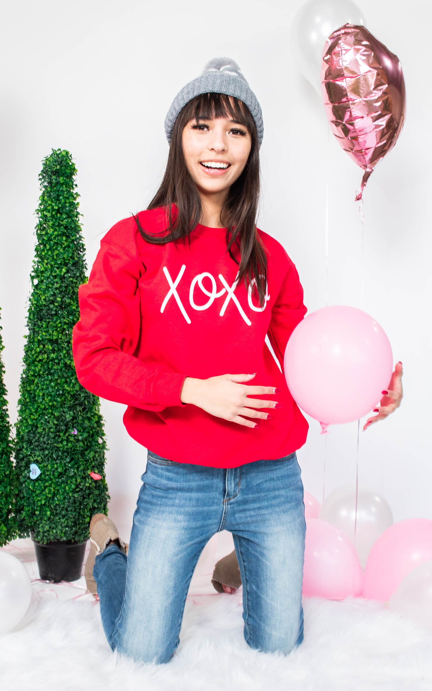 XOXO Sweatshirt- Red, CLOTHING, BAD HABIT APPAREL, BAD HABIT BOUTIQUE