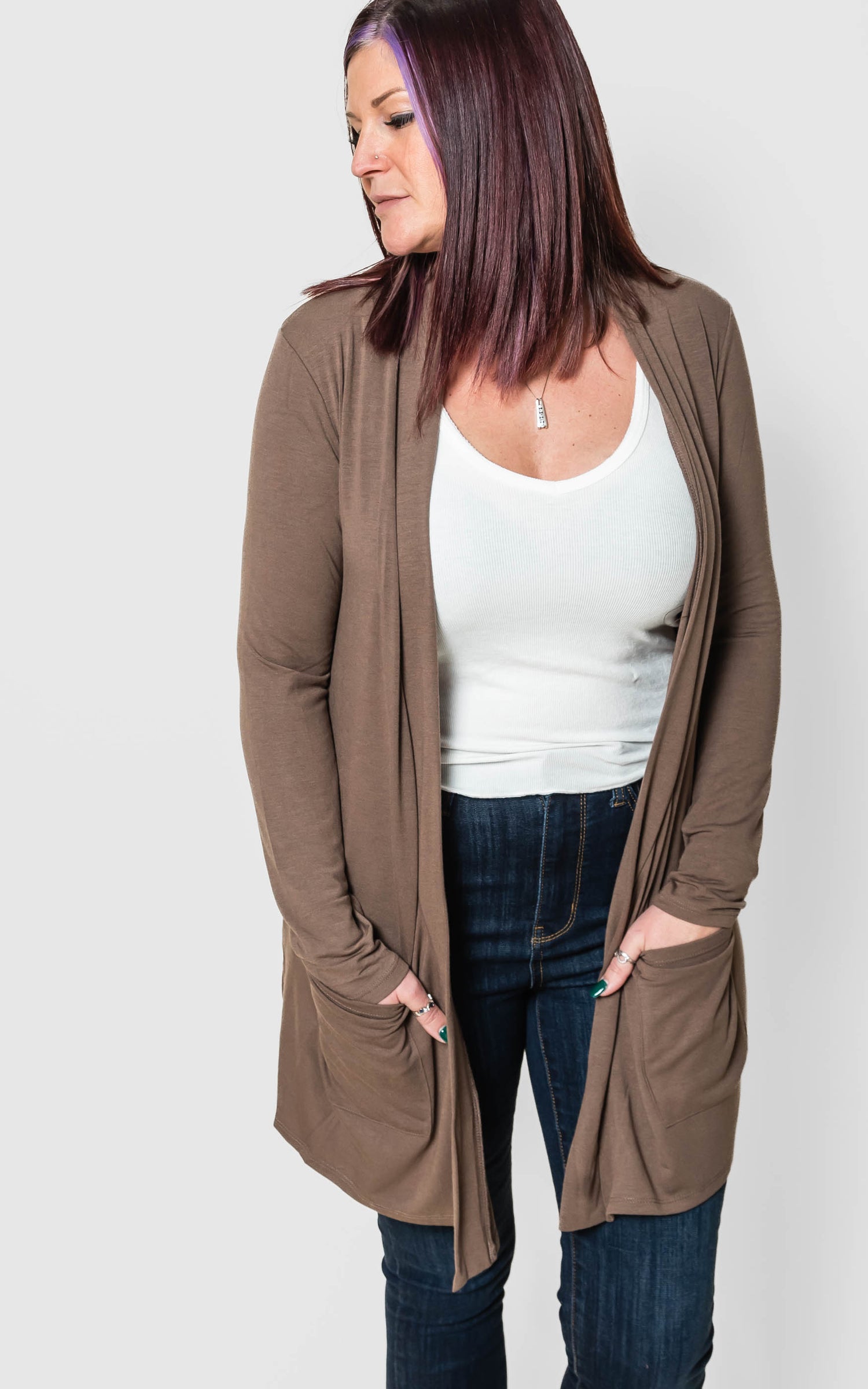 Mocha long sleeve cardigan
