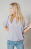 lavender textured short sleeve top