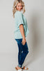 mint button sleeve tops