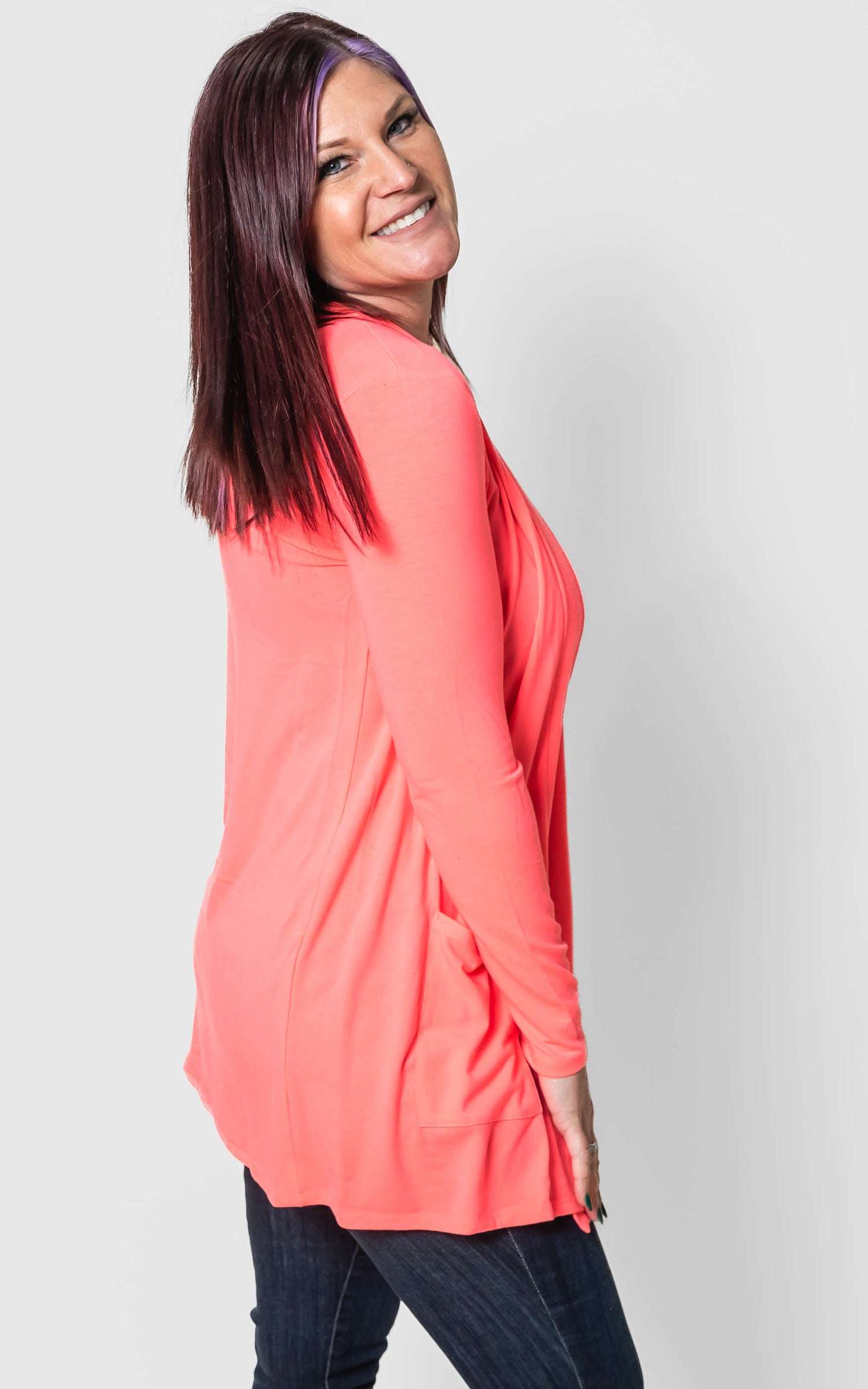 Coral Slouchy Cardigan