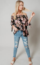 navy floral blouse 