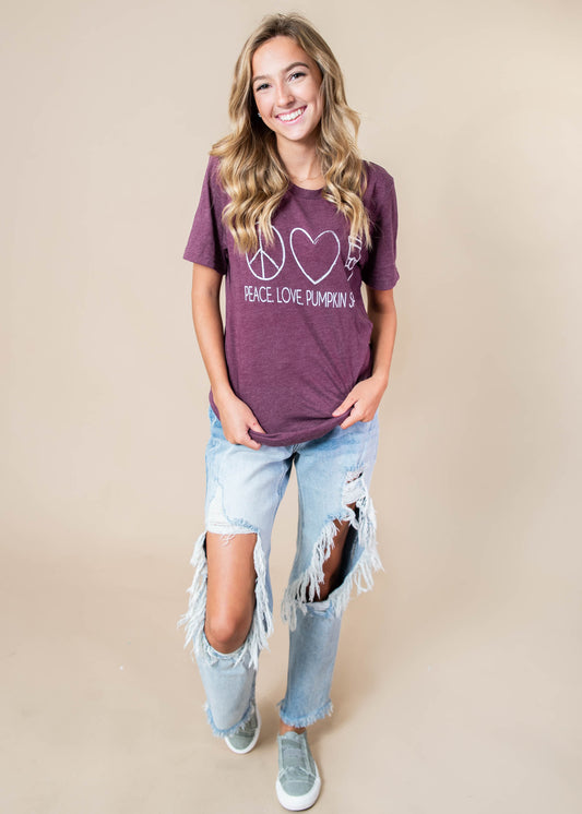 Peace, Love, Pumpkin Spice T-shirt - BAD HABIT BOUTIQUE