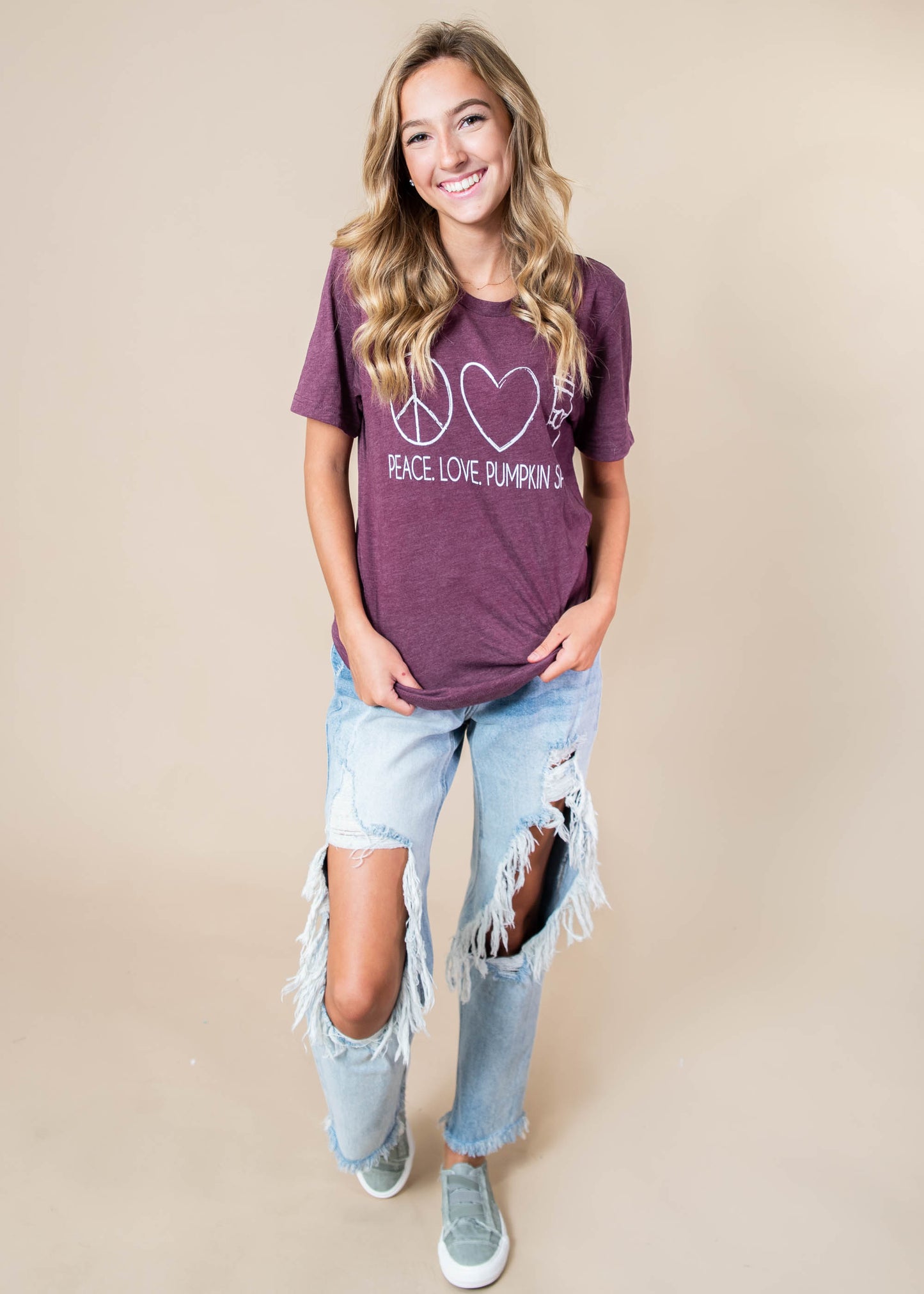 Peace, Love, Pumpkin Spice T-shirt - BAD HABIT BOUTIQUE