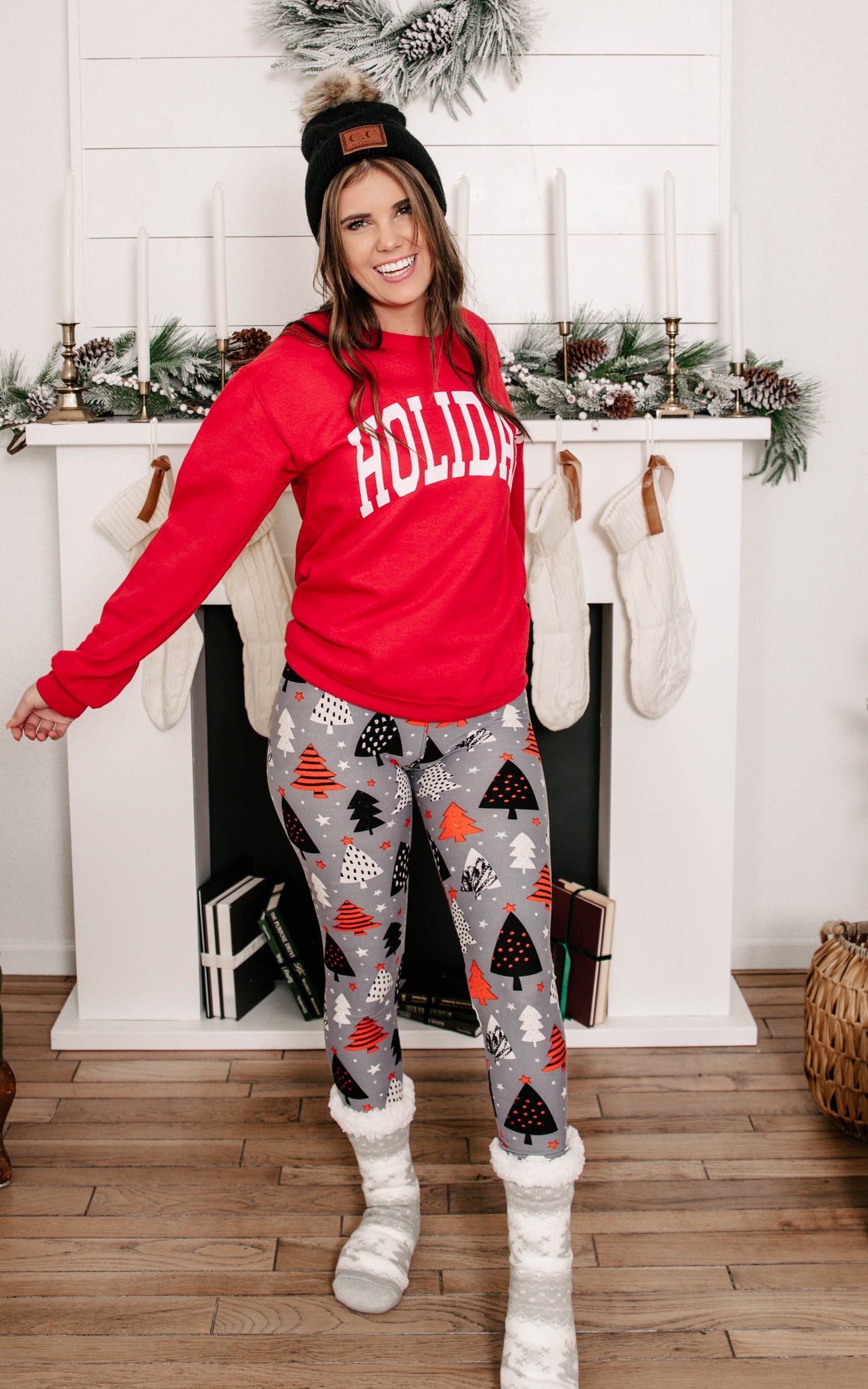 red holiday sweatshirt