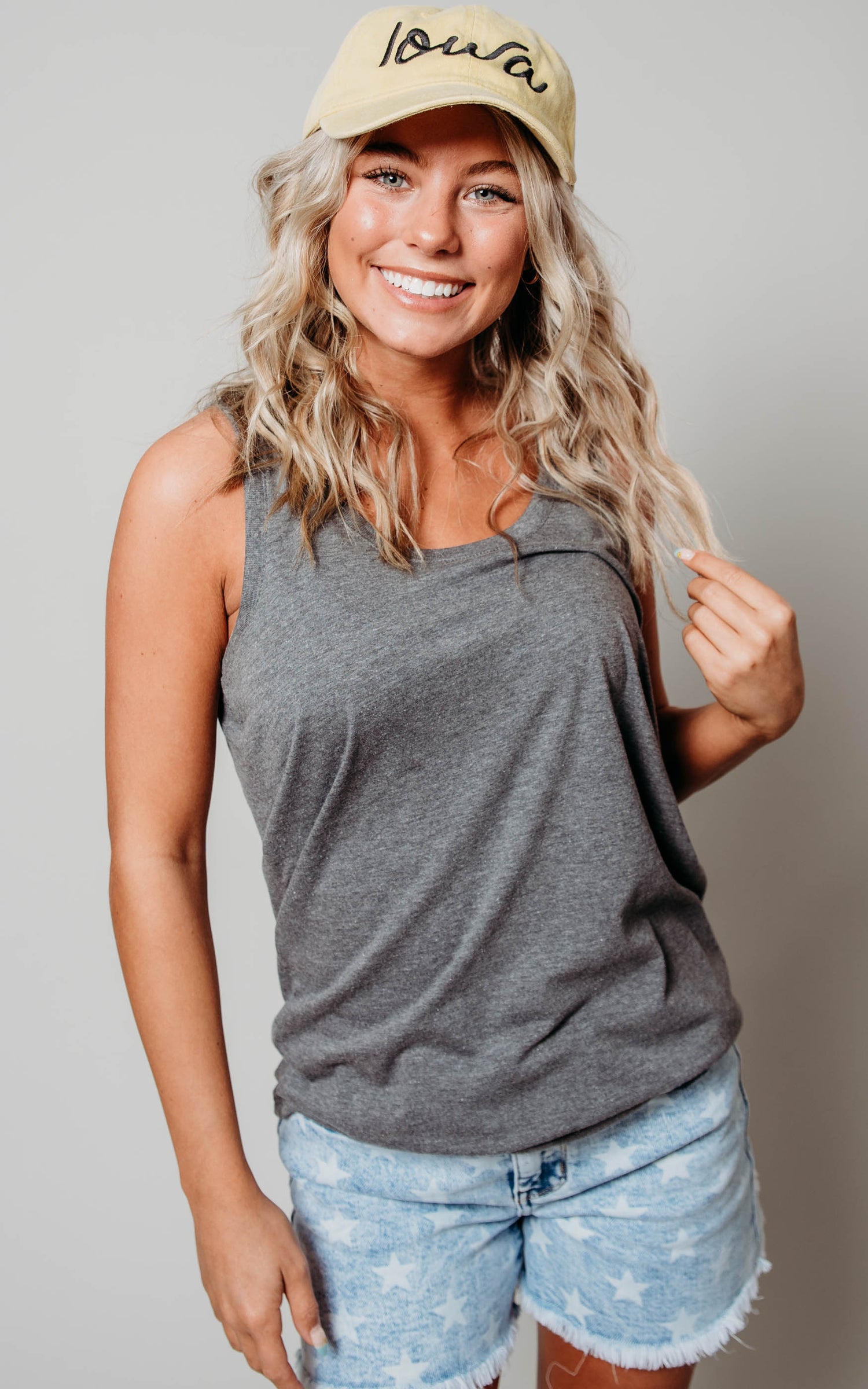 grey racerback tank top