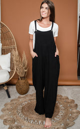 Pin Tucked Crepe Overalls