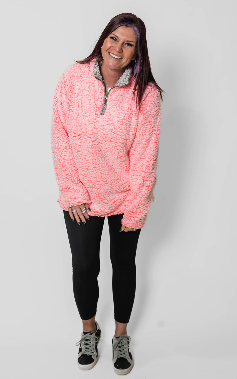 Coral Epic Sherpa Quarter-Zip Pullover