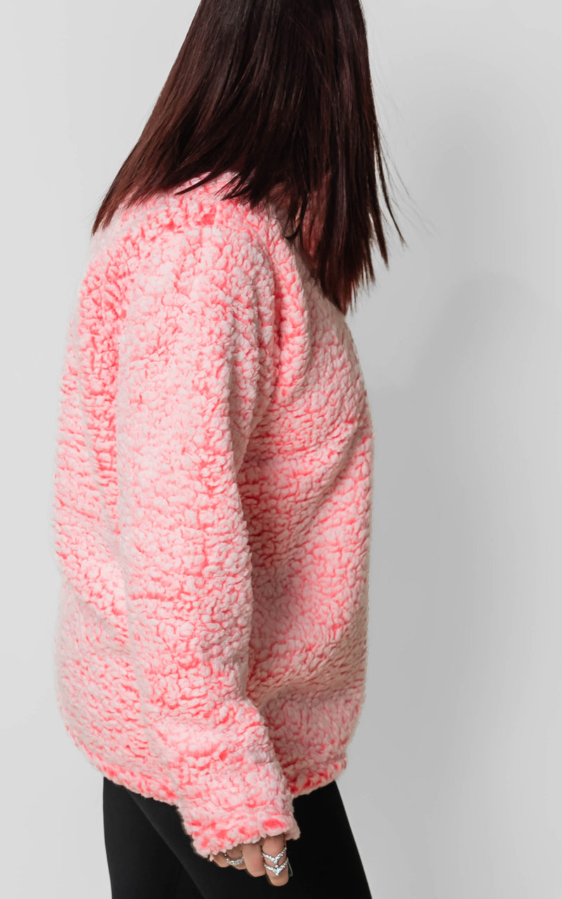 Coral Epic Sherpa Quarter-Zip Pullover