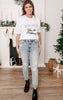 christmas shopping white tee