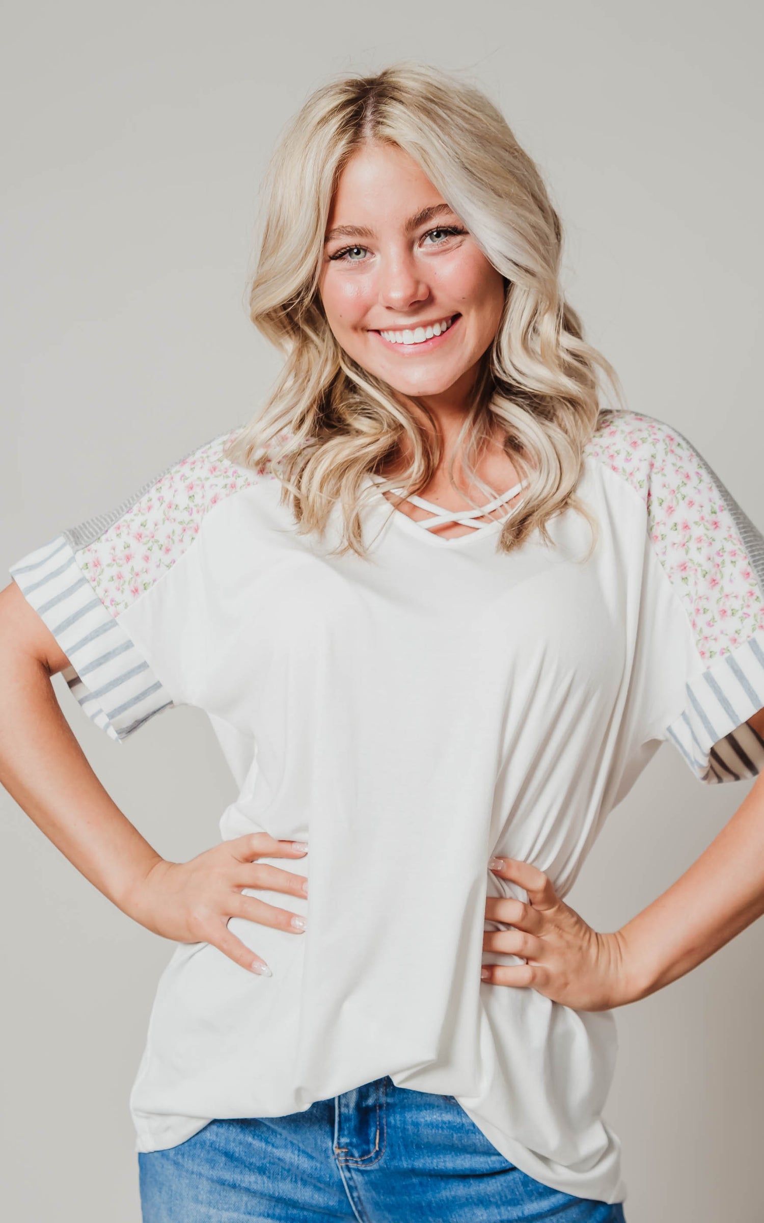 floral stripe top
