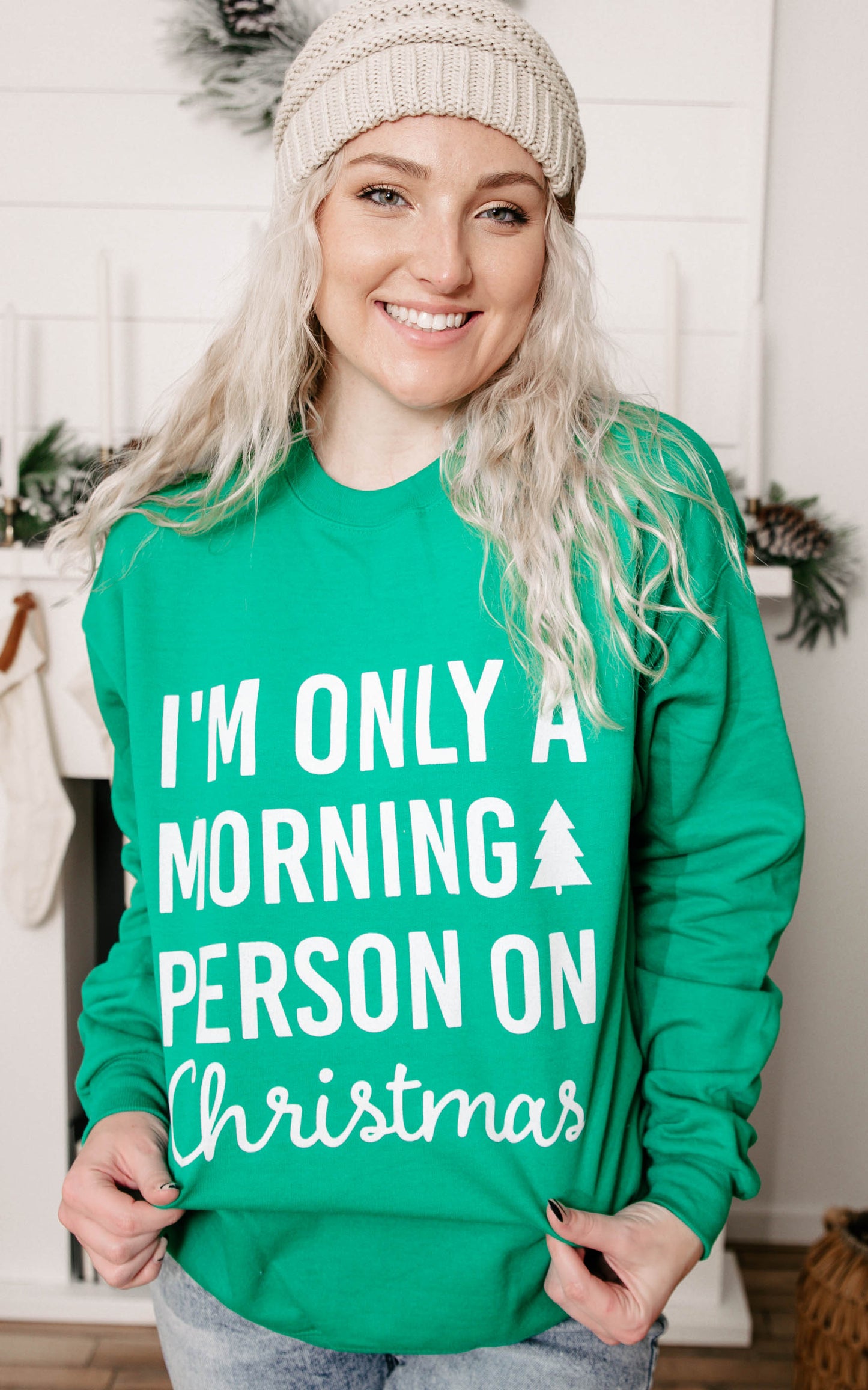 I'm Only A Morning Person On Christmas Crewneck Sweatshirt** - Final Sale