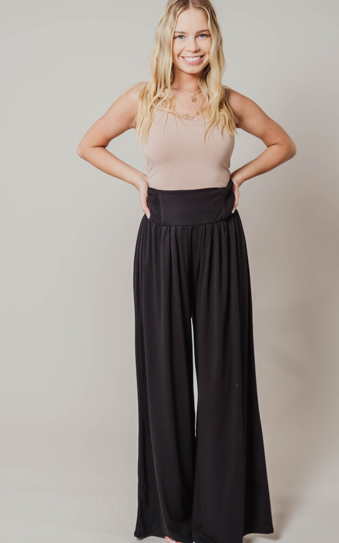 black wide leg pants