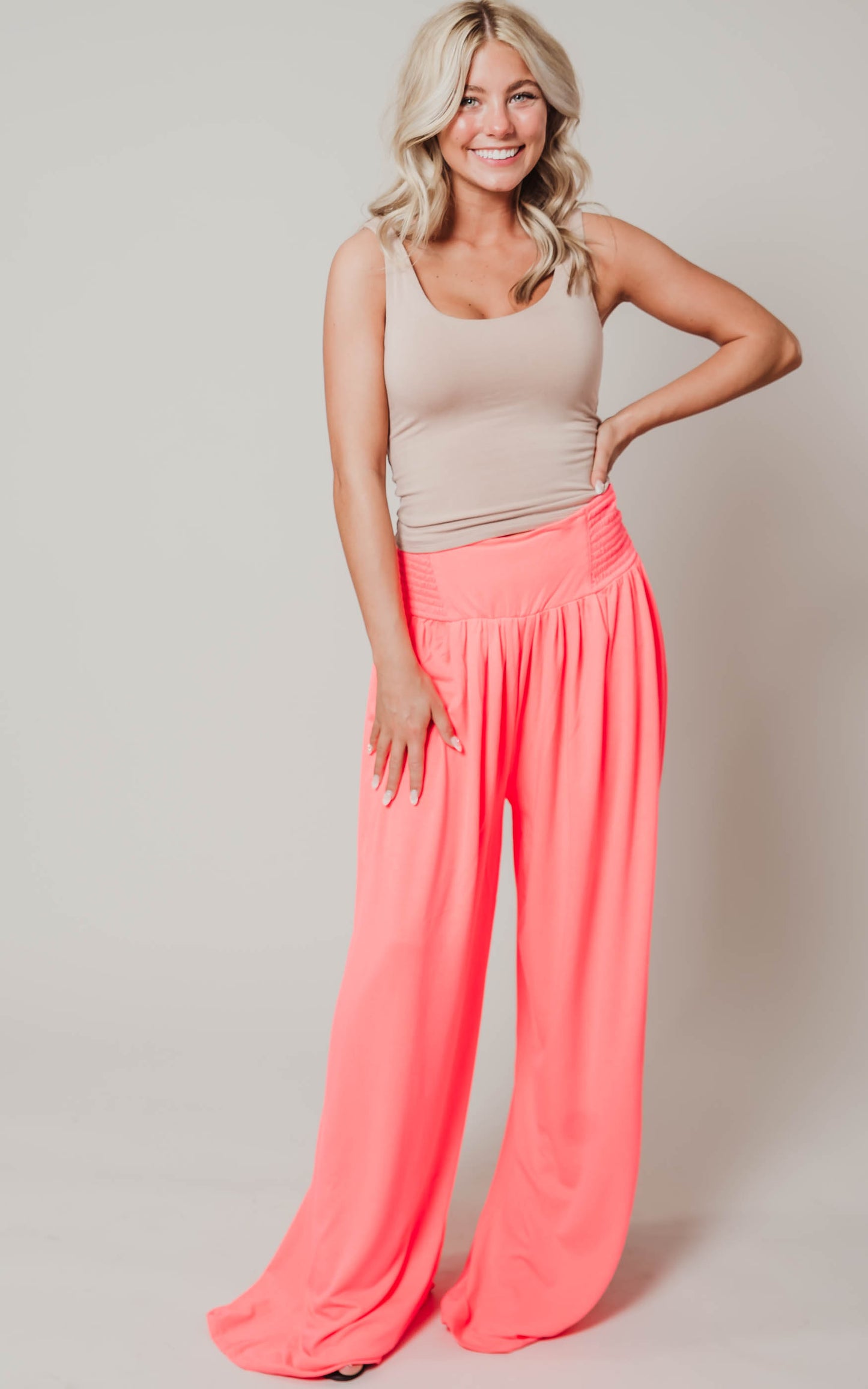 coral wide leg pants