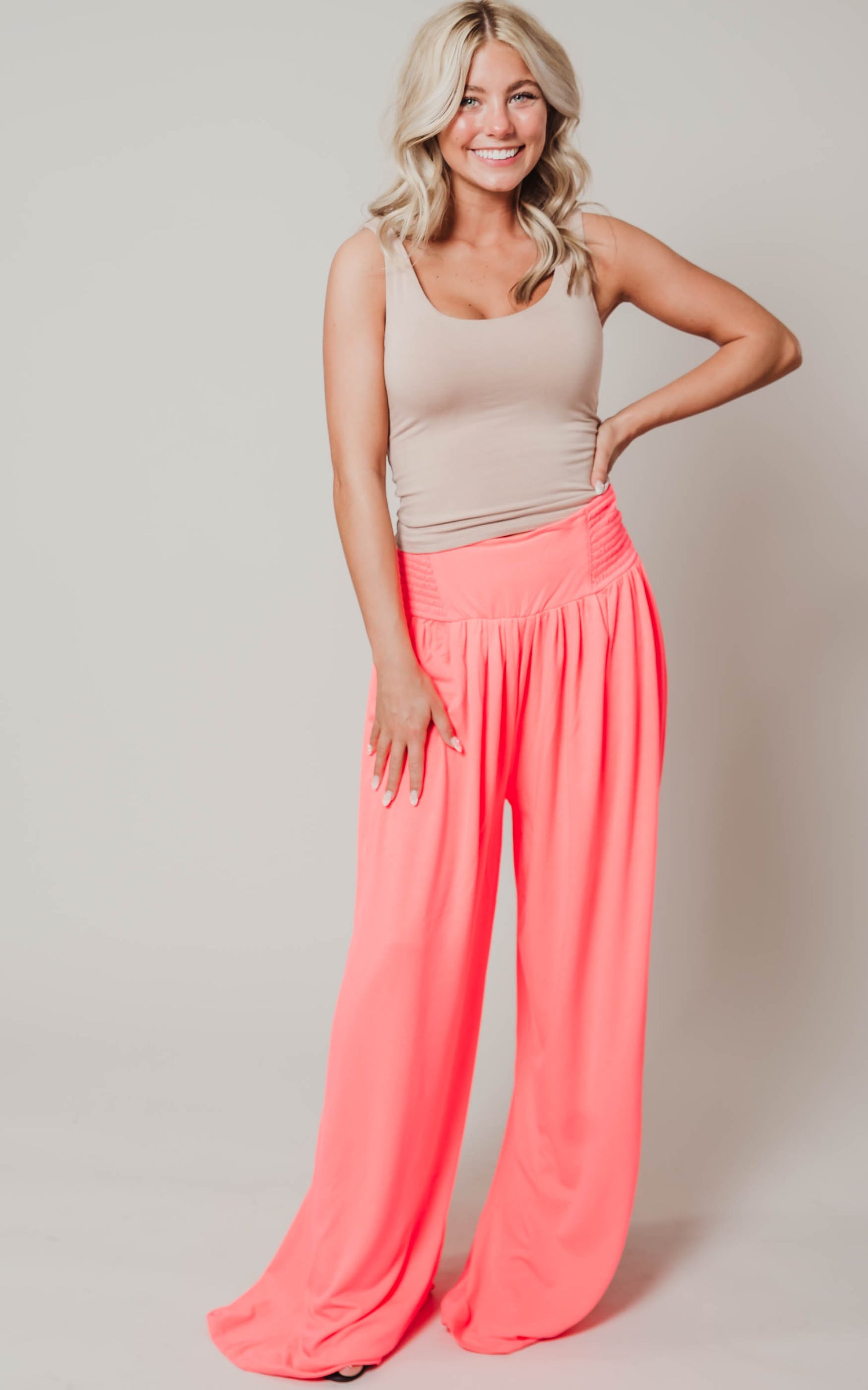 coral wide leg pants