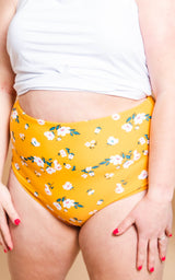 yellow floral reversible bikini bottom 