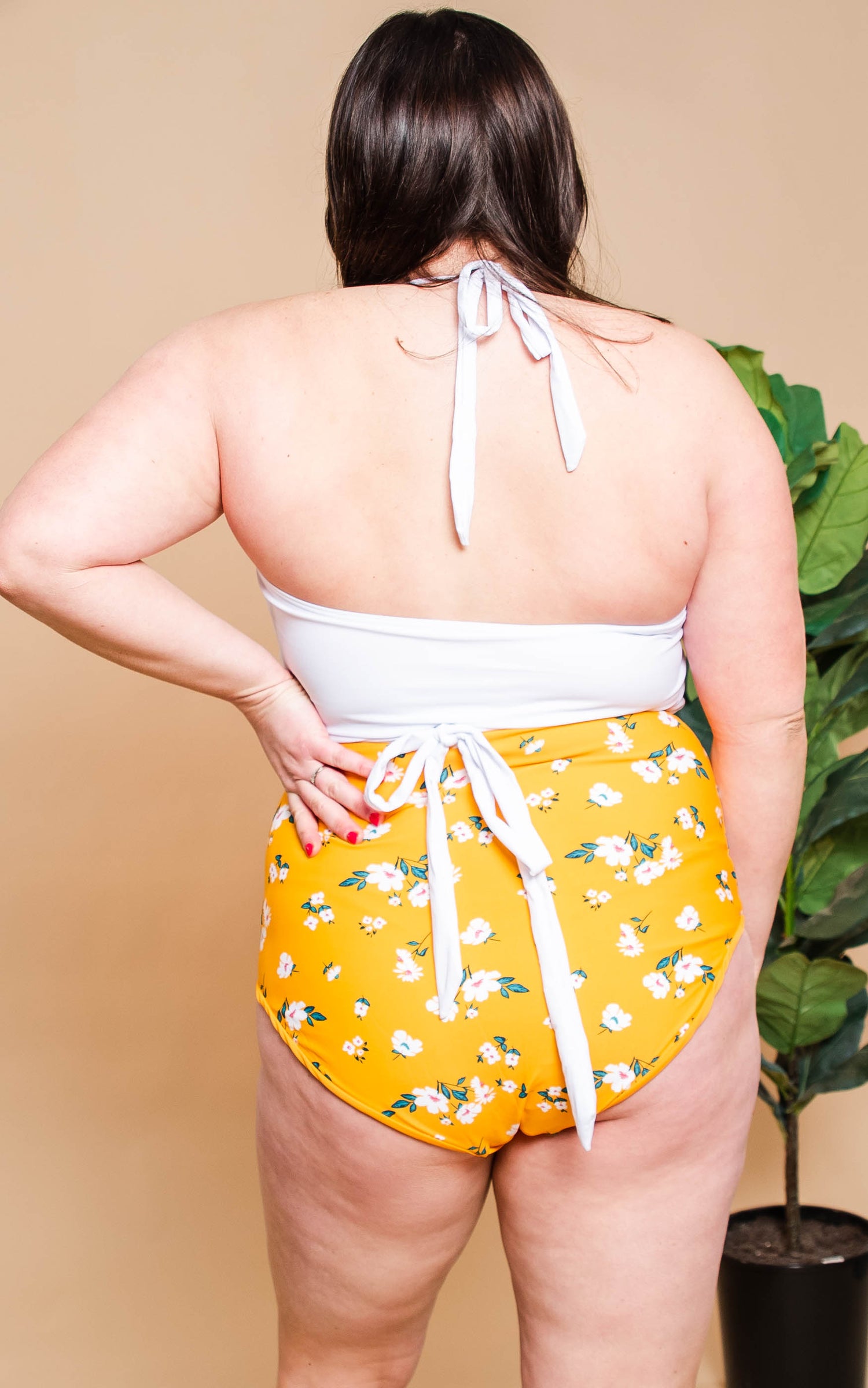reversible floral mustard bikini bottom