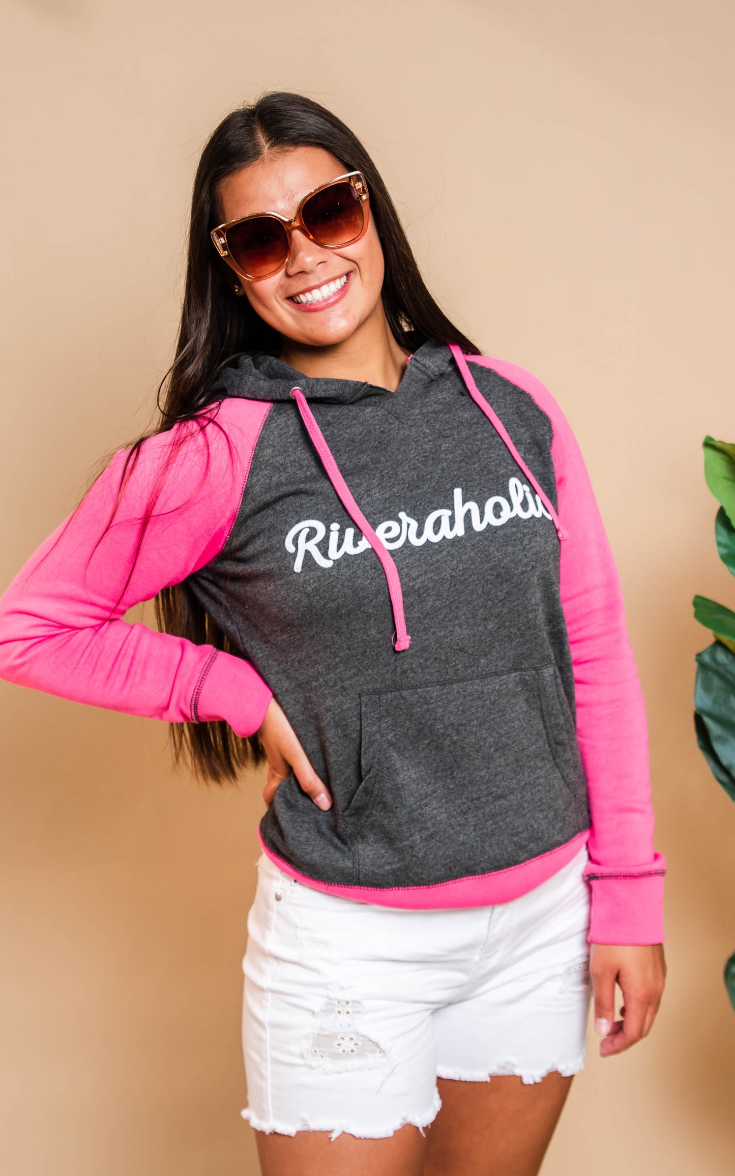 fuchsia riveraholic 2-toned hoodie