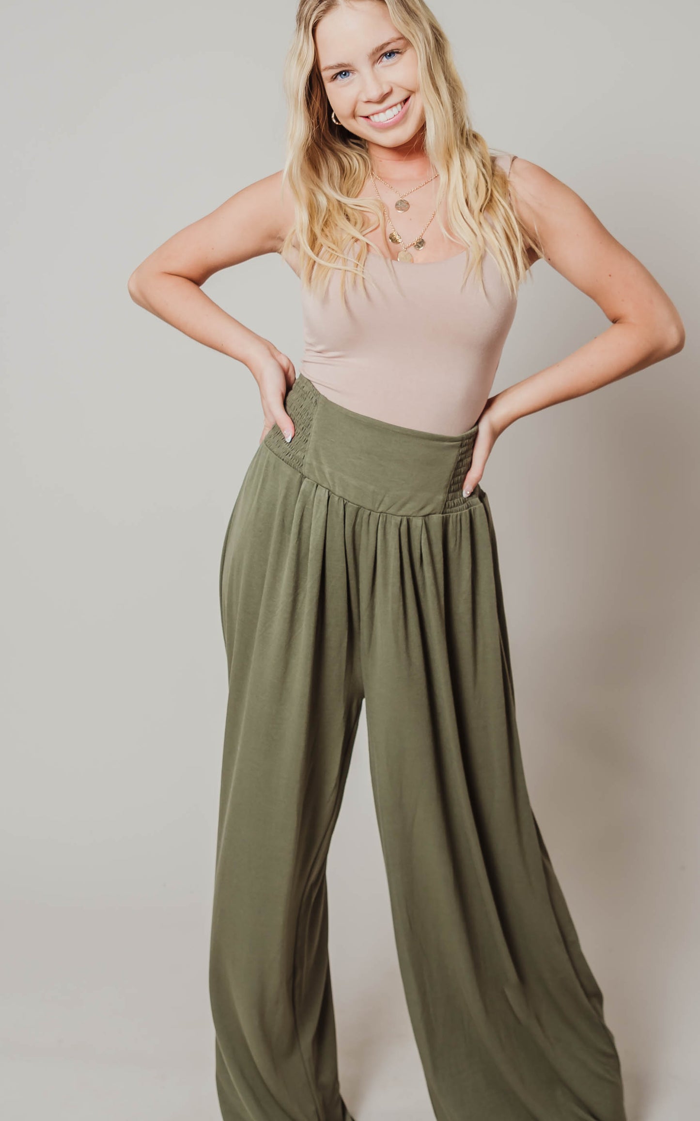 olive wide leg pants