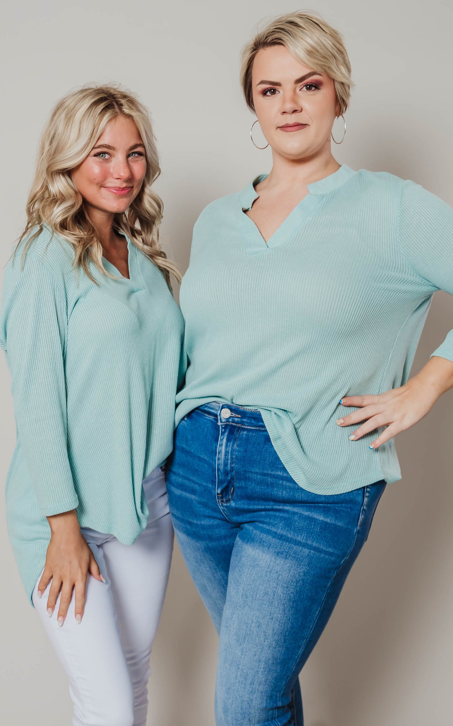 3/4 sleeve ribbed top