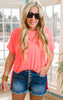 neon coral pink top