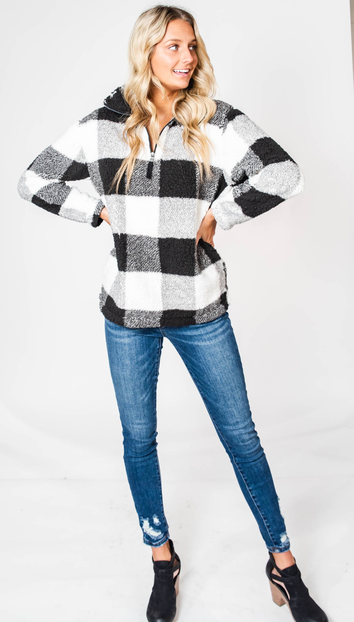 Unisex Sherpa Fleece Quarter-Zip Pullover - Preorder, CLOTHING, SS, BAD HABIT BOUTIQUE