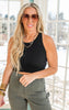 BLACK Racerback Crop Brami Tank Top