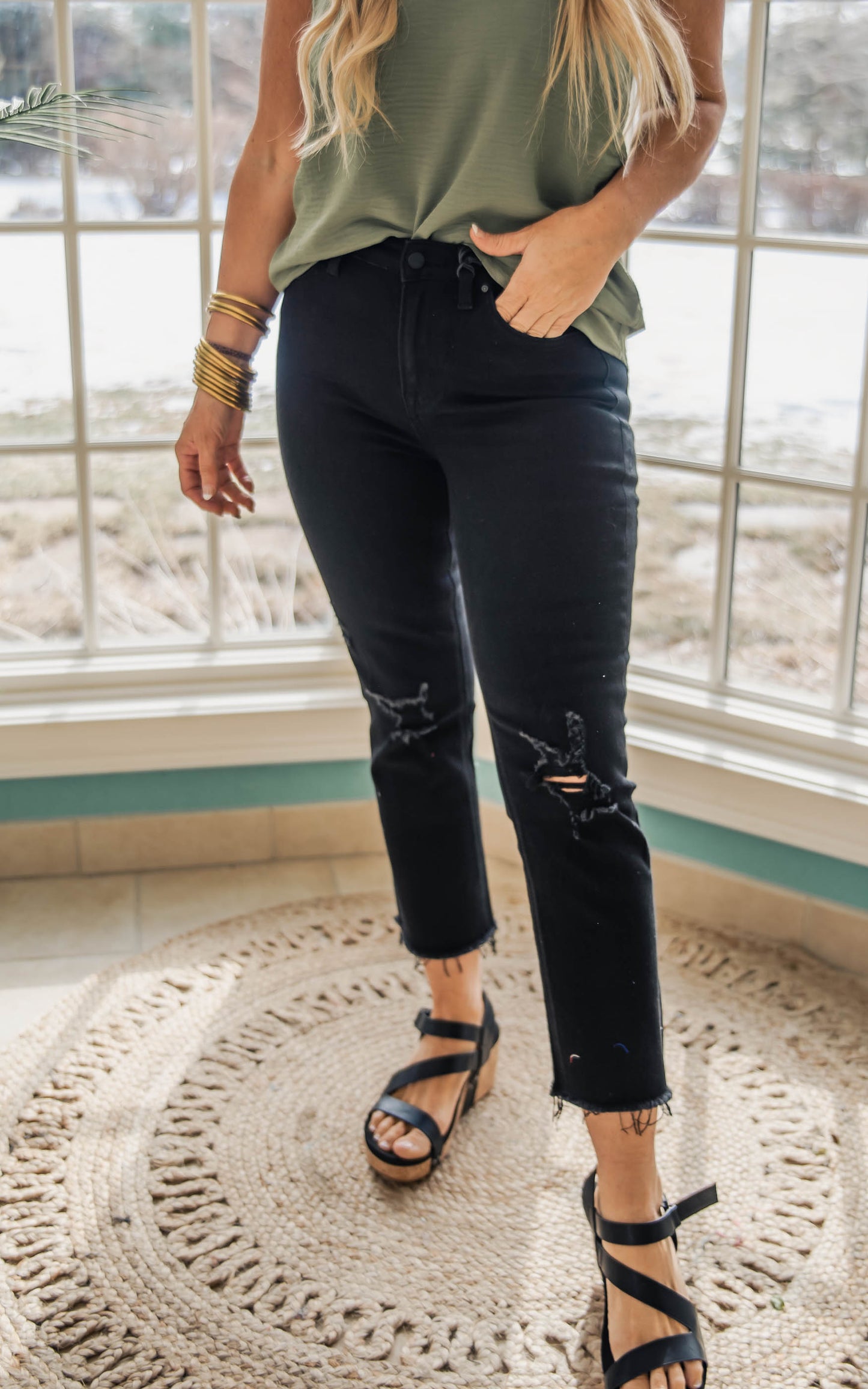 high rise mica denim